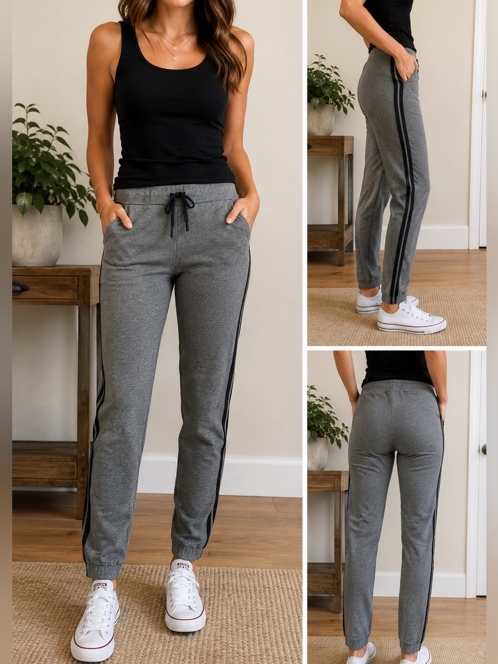 J.Crew Gray Jogger Sweatpants Side Stripe Drawstring XXS
